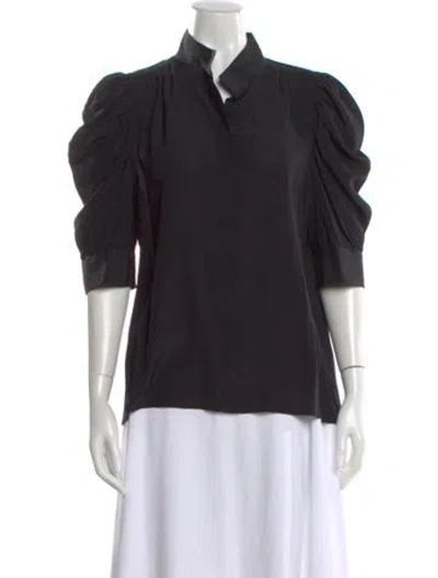 Pre-owned Frame Silk Short Sleeve Blouse W/ Tags In Black