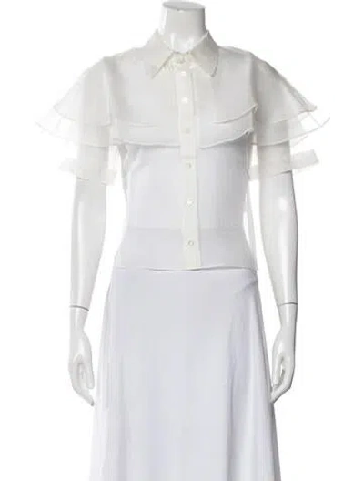 Pre-owned Frame Silk Short Sleeve Blouse W/ Tags In Neutral