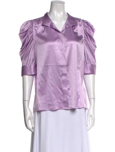 Pre-owned Frame Silk Short Sleeve Blouse W/ Tags In Purple