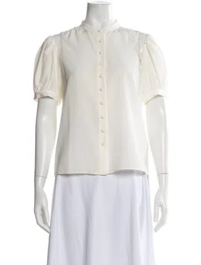 Pre-owned Frame Silk Short Sleeve Blouse W/ Tags In White