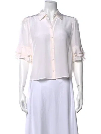 Pre-owned Frame Silk Short Sleeve Blouse W/ Tags In White