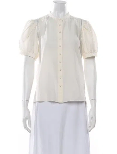 Pre-owned Frame Silk Short Sleeve Blouse W/ Tags In White