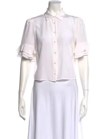 Pre-owned Frame Silk Short Sleeve Blouse In White