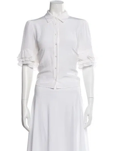 Pre-owned Frame Silk Short Sleeve Blouse In White