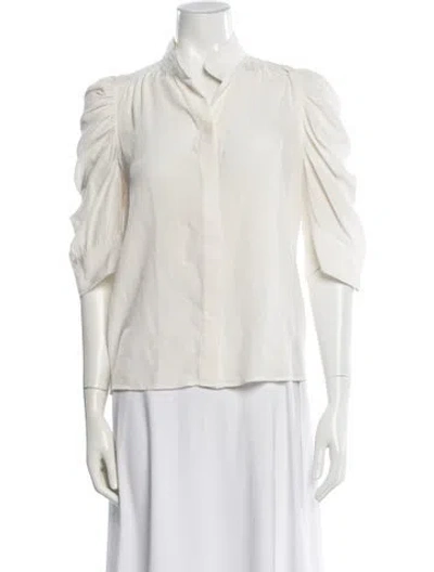 Pre-owned Frame Silk Short Sleeve Blouse In White