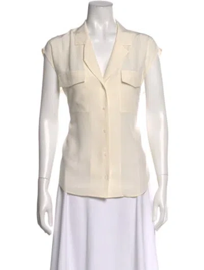 Pre-owned Frame Silk Short Sleeve Blouse In White