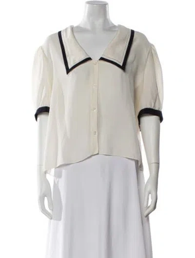 Pre-owned Frame Silk Short Sleeve Blouse In White