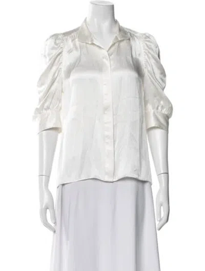 Pre-owned Frame Silk Short Sleeve Blouse In White