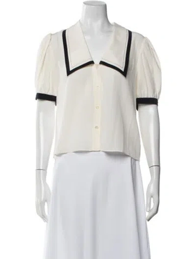 Pre-owned Frame Silk Short Sleeve Blouse In White