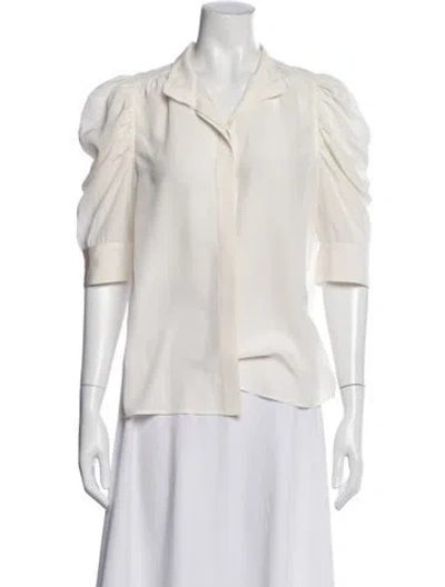 Pre-owned Frame Silk Short Sleeve Blouse In White