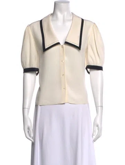 Pre-owned Frame Silk Short Sleeve Blouse In White