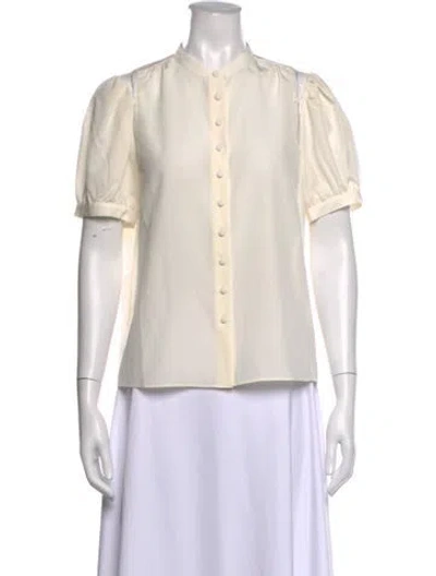 Pre-owned Frame Silk Short Sleeve Blouse In White