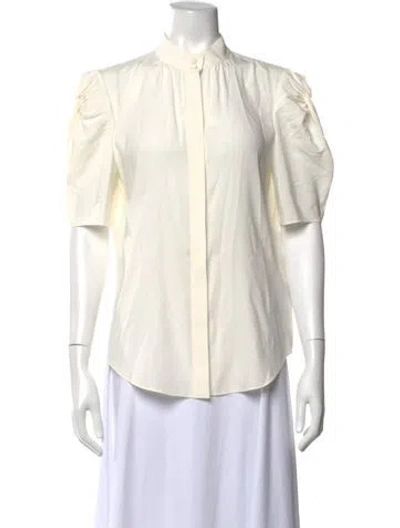 Pre-owned Frame Silk Short Sleeve Blouse In White