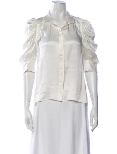 Pre-owned Frame Silk Short Sleeve Blouse In White