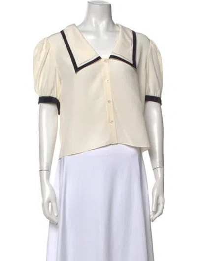 Pre-owned Frame Silk Short Sleeve Blouse In White