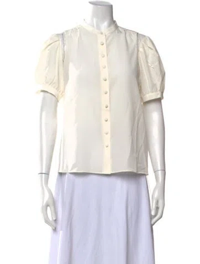 Pre-owned Frame Silk Short Sleeve Blouse In White