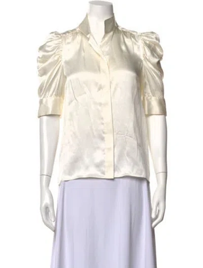 Pre-owned Frame Silk Short Sleeve Blouse In White