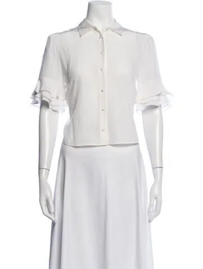 Pre-owned Frame Silk Short Sleeve Blouse In White
