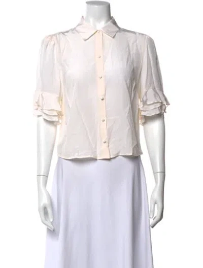 Pre-owned Frame Silk Short Sleeve Blouse In White