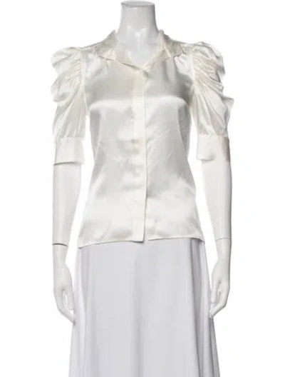 Pre-owned Frame Silk Short Sleeve Blouse In White