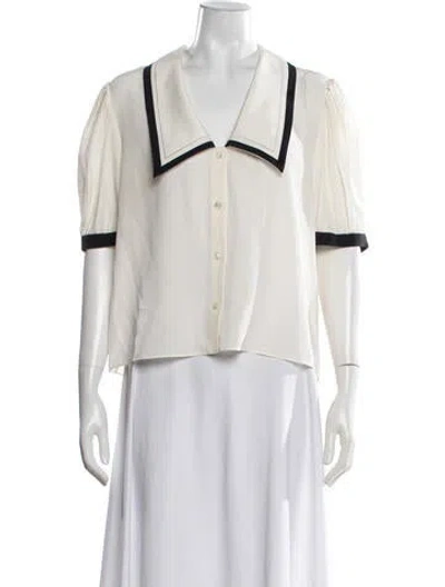 Pre-owned Frame Silk Short Sleeve Blouse In White