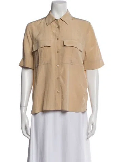 Pre-owned Frame Silk Short Sleeve Top In Neutral