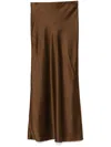 Frame Column Maxi Skirt In Moss In Brown