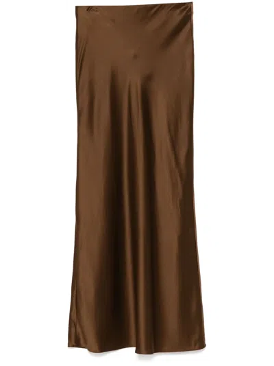 Frame Silk Skirt In Brown