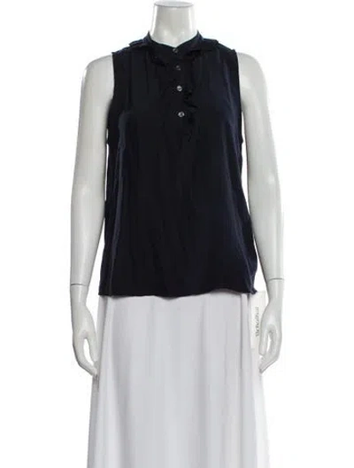 Pre-owned Frame Silk Sleeveless Blouse In Blue