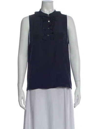 Pre-owned Frame Silk Sleeveless Blouse In Blue