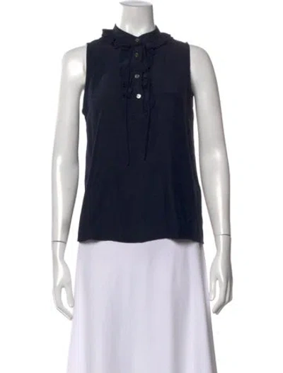 Pre-owned Frame Silk Sleeveless Blouse In Blue