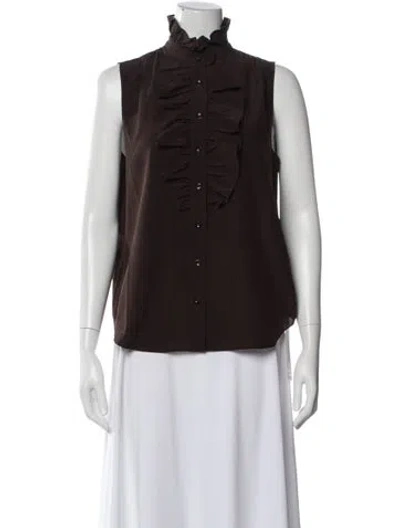 Pre-owned Frame Silk Sleeveless Blouse In Brown