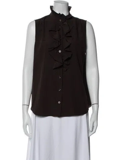 Pre-owned Frame Silk Sleeveless Blouse In Brown