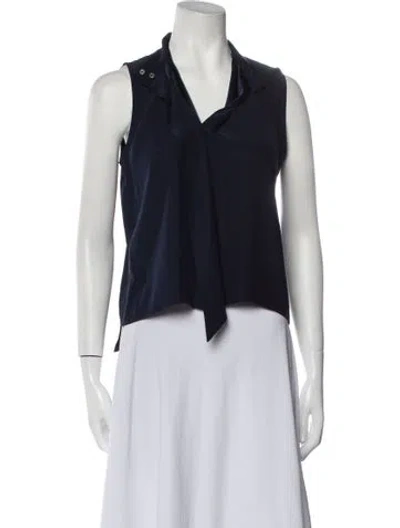 Pre-owned Frame Silk Sleeveless Crop Top In Blue