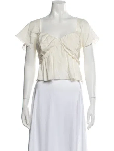 Pre-owned Frame Silk Square Neckline Blouse In Blue