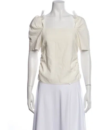 Pre-owned Frame Silk Square Neckline Top In White
