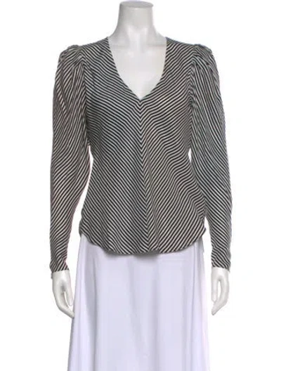 Pre-owned Frame Silk Striped Blouse In Black