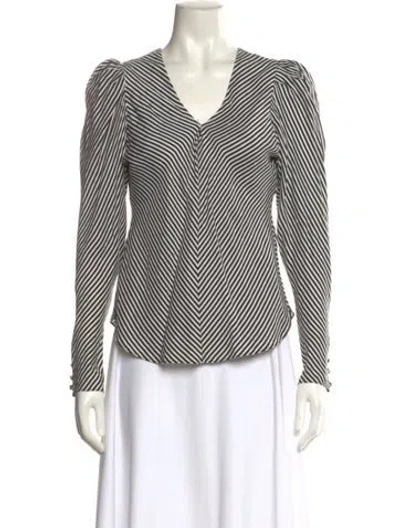 Pre-owned Frame Silk Striped Blouse In Black