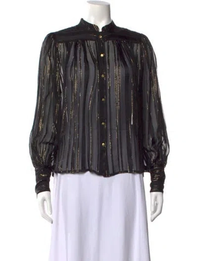 Pre-owned Frame Silk Striped Blouse In Black
