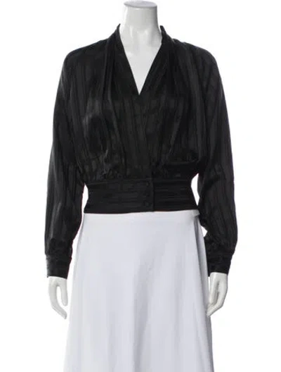 Pre-owned Frame Silk Striped Blouse In Black