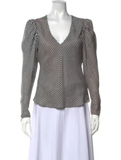 Pre-owned Frame Silk Striped Blouse In Black/white