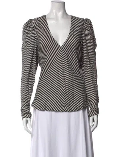 Pre-owned Frame Silk Striped Blouse In Black/white