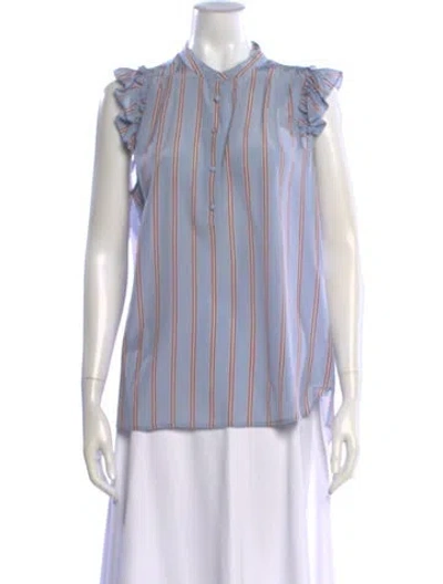 Pre-owned Frame Silk Striped Blouse In Blue