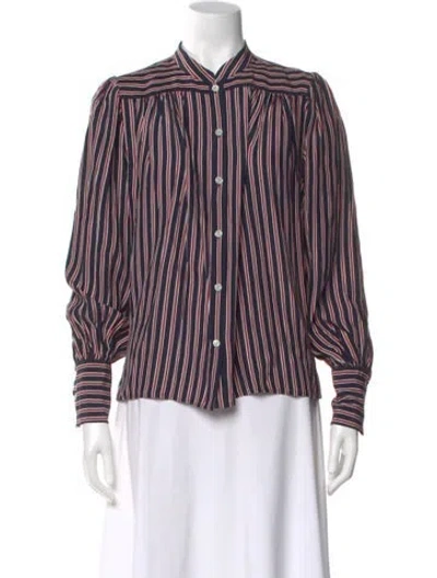 Pre-owned Frame Silk Striped Blouse In Blue