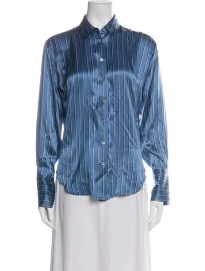 Pre-owned Frame Silk Striped Blouse In Blue