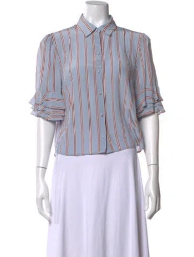 Pre-owned Frame Silk Striped Blouse In Blue