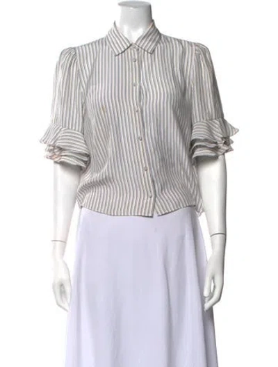 Pre-owned Frame Silk Striped Blouse In Blue