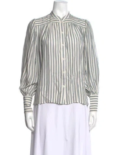 Pre-owned Frame Silk Striped Blouse In Blue