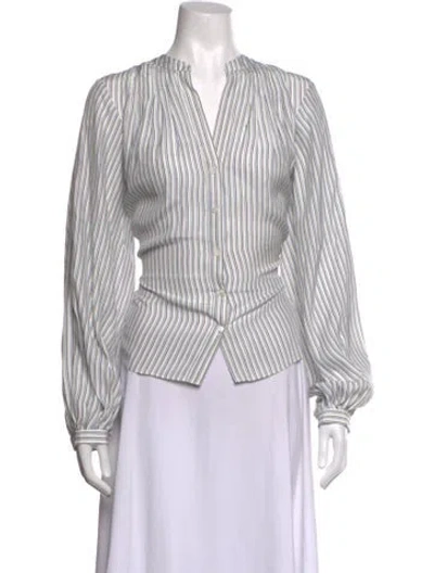 Pre-owned Frame Silk Striped Blouse In Blue/white