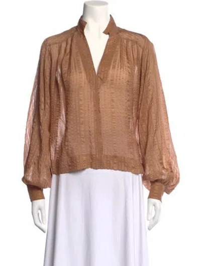 Pre-owned Frame Silk Striped Blouse In Brown